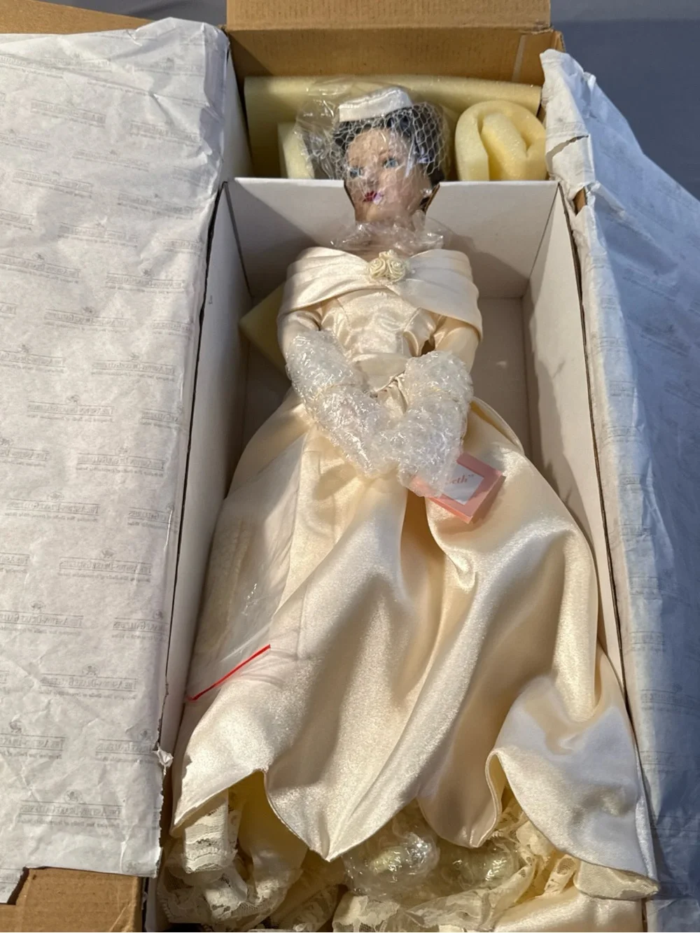 Ashton Drake Beth 1960’s wedding dress Collector Bride Doll in Cream Satin Gown
